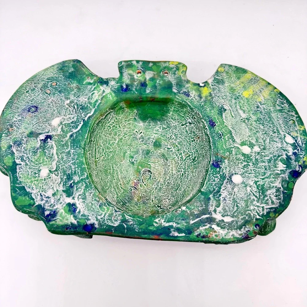 Vintage Mesoamerican Triple‎ Death Mask Three Ages of Man Wall Art Green